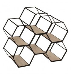 Botellero hexag L.29 x l. 15x A.25 cm metal-madera