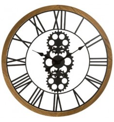 Reloj metal y madera d 70cm  negro